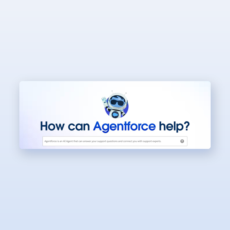 The redesigned Help.Salesforce.com homepage with a conversational Agentforce interface asking "How can Agentforce help?" front and center.